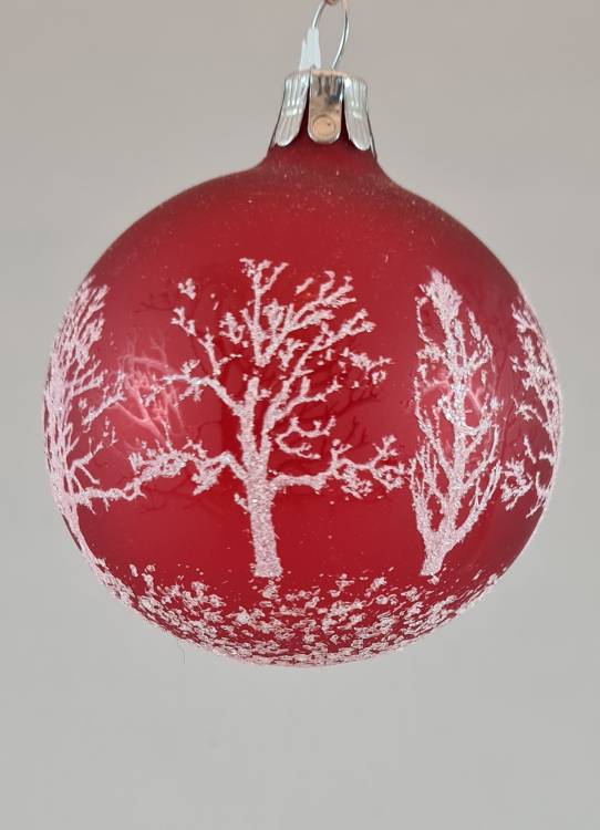 Obrázek k výrobku 1947 - Vánoční ozdoba koule červená se stromem