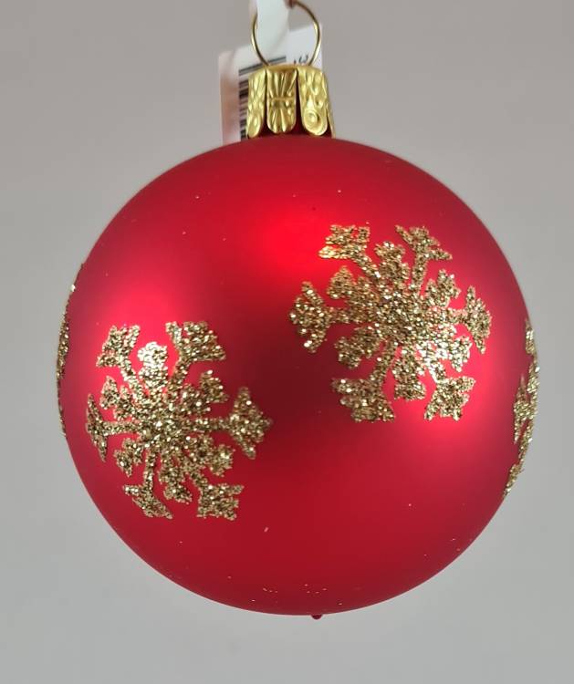 Obrázek k výrobku 1955 - Vánoční ozdoba koule červená sněhová vločka