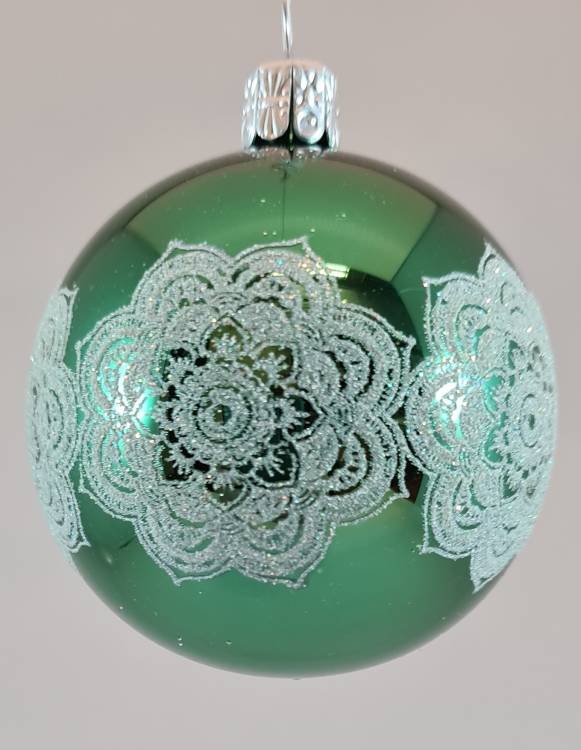 Obrázek k výrobku 1960 - Vánoční ozdoba koule zelená květina mozaika