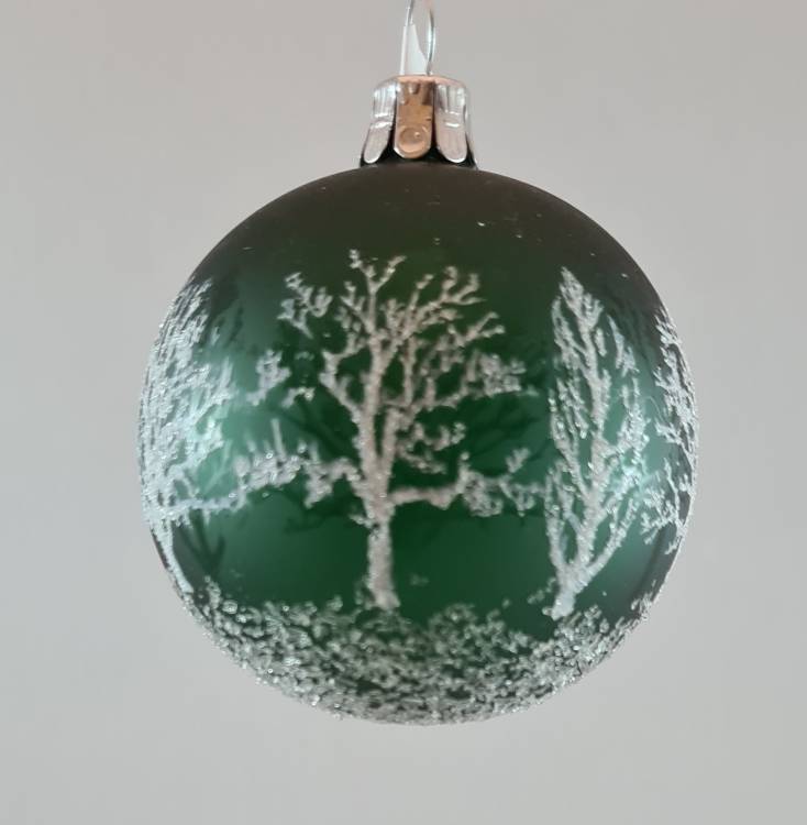 Obrázek k výrobku 1948 - Vánoční ozdoba koule zelená se stromem