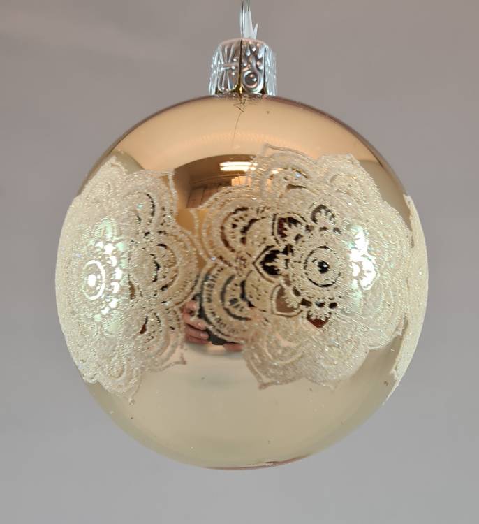 Obrázek k výrobku 1958 - Vánoční ozdoba koule zlatá květina mozaika