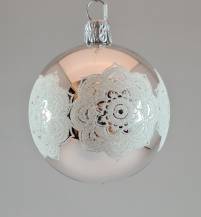 Obrázek k výrobku 1957 - Vánoční ozdoba koule stříbrná květina růže