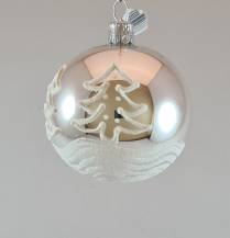 Obrázek k výrobku 1949 - Vánoční ozdoba koule stříbrná s vánočním stromkem