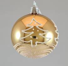 Obrázek k výrobku 1950 - Vánoční ozdoba koule zlatá s vánočním stromkem
